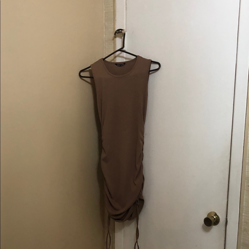 Women’s Brown Drawstring Ruched Dress